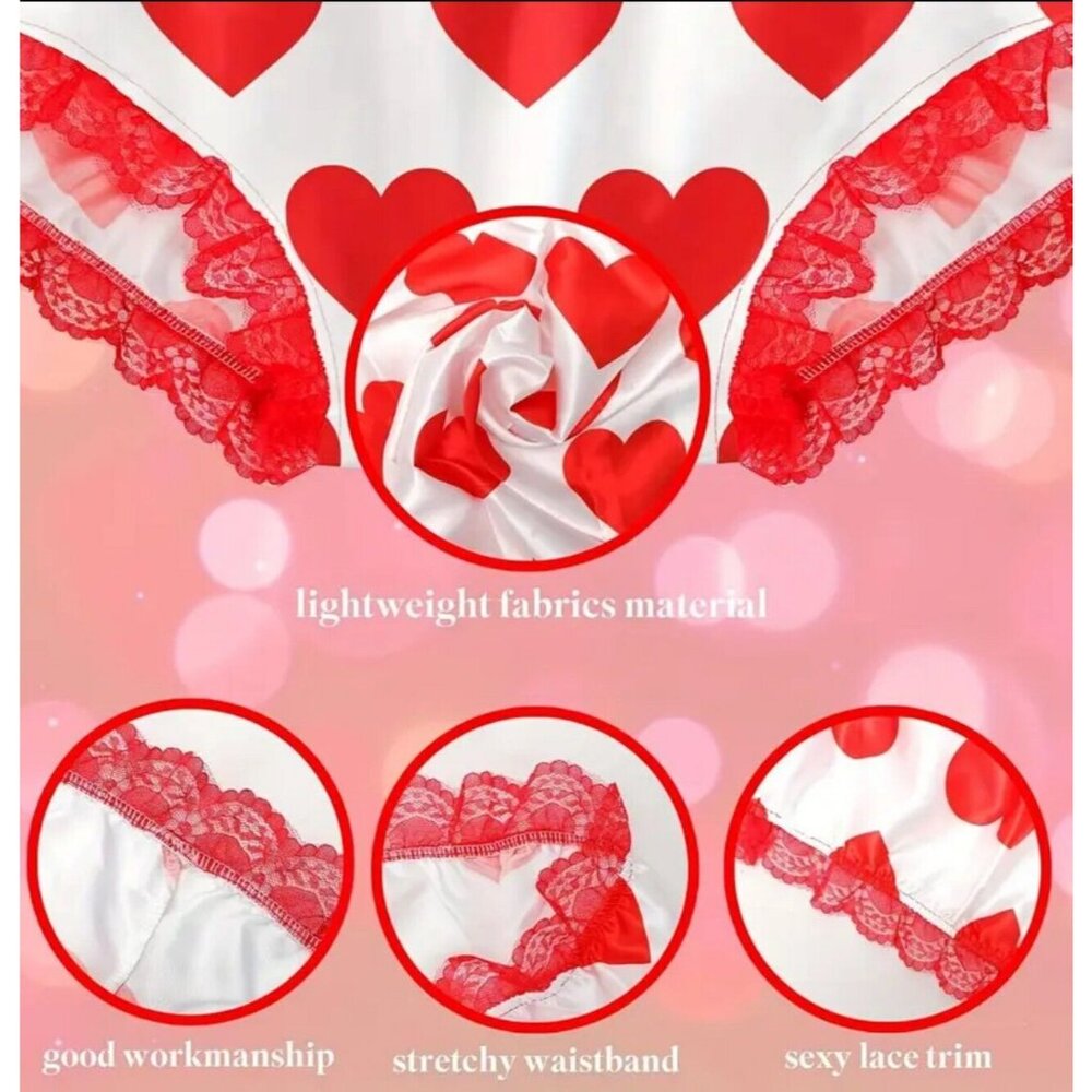 Oversized Granny Panties Underwear Undies Joke Prank Novelty Gift Heart Print - Picture 3 of 4
